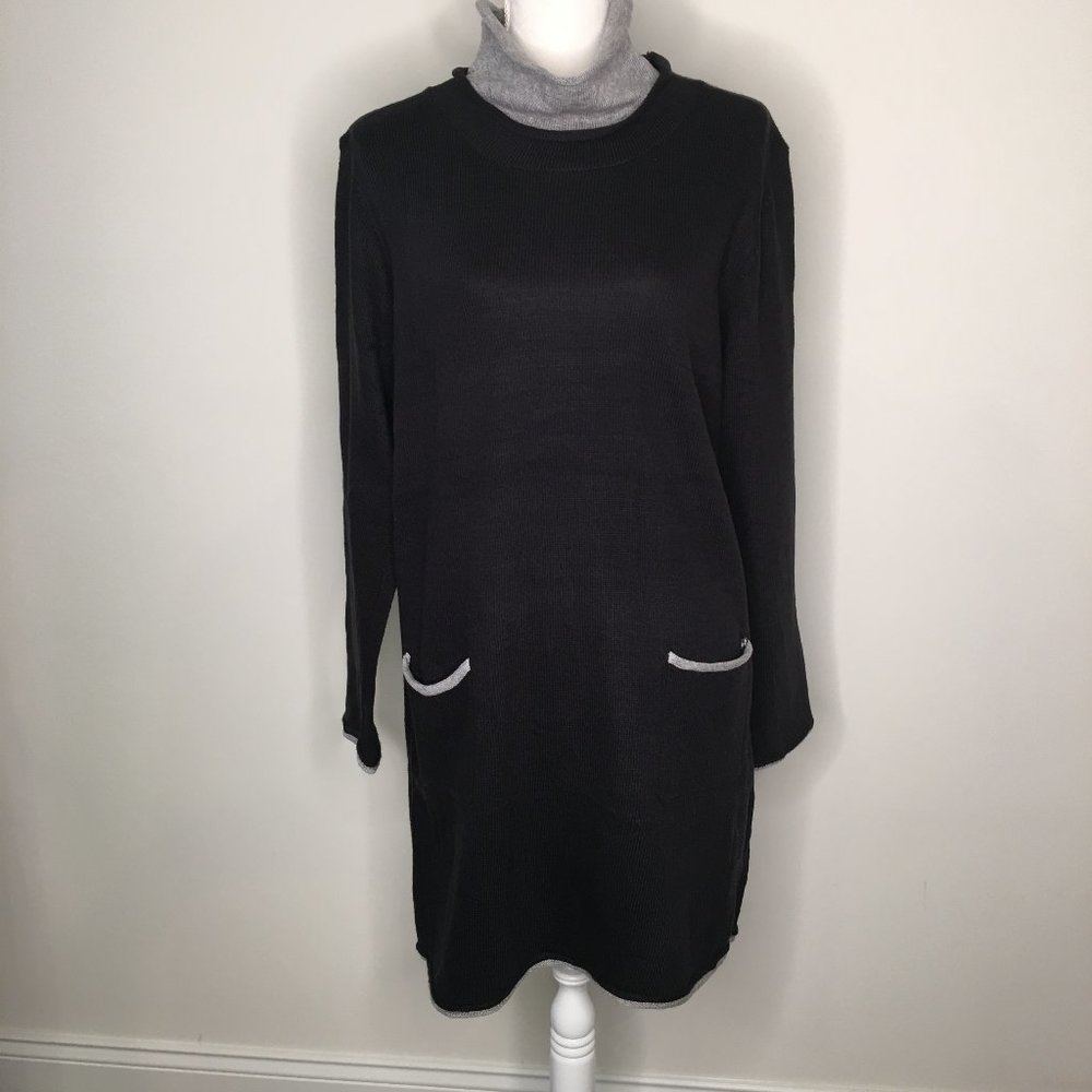 Max Studio Long Sleeve Black Shift Dress Sz XL